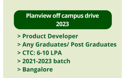 Planview off campus drive 2023 | Product Developer | Any Graduates/ Post Graduates | CTC: 6-10 LPA | 2021-2023 batch | Bangalore