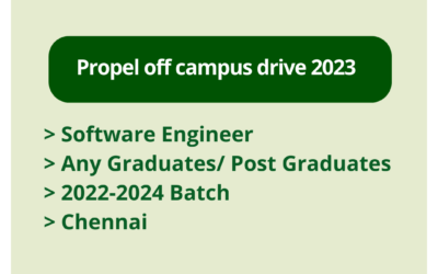 Propel off campus drive 2023 | Software Engineer | Any Graduates/ Post Graduates | 2022-2024 Batch | Chennai