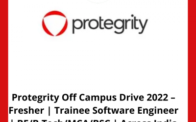 Protegrity Off Campus Drive 2022 – Fresher | Trainee Software Engineer | BE/B.Tech/MCA/BSC | Across India