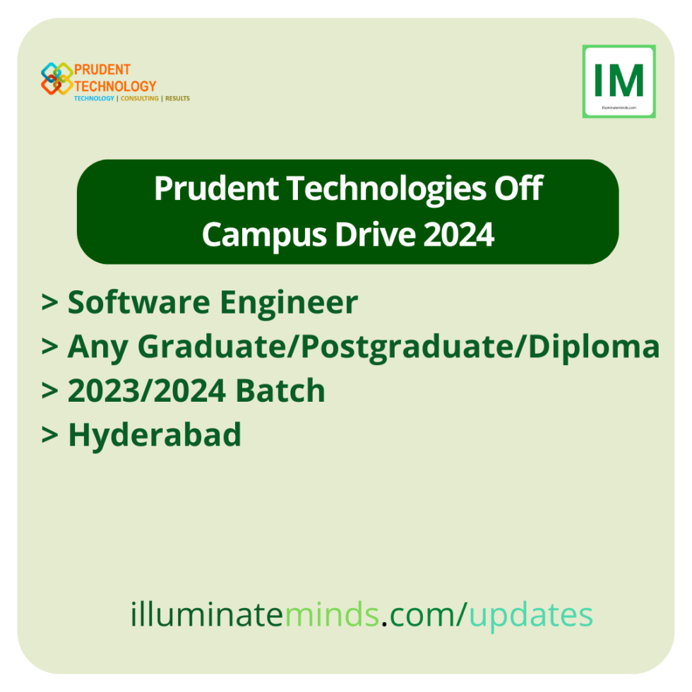 Prudent Technologies Off Campus Drive 2024 Software Engineer Any