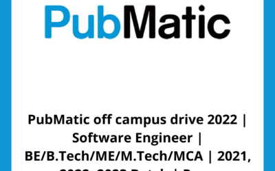 PubMatic off campus drive 2022 | Software Engineer | BE/B.Tech/ME/M.Tech/MCA | 2021, 2022, 2023 Batch | Pune