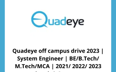 Quadeye off campus drive 2023 | System Engineer | BE/B.Tech/ M.Tech/MCA | 2021/ 2022/ 2023 batch | Gurgaon