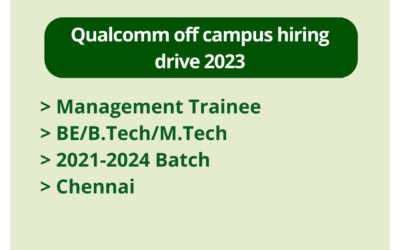 Qualcomm off campus hiring drive 2023 | Management Trainee | BE/B.Tech/M.Tech | 2021-2024 Batch | Chennai