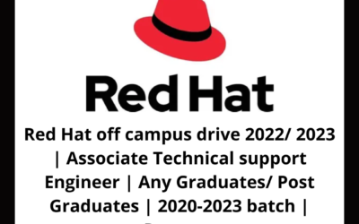 Red Hat off campus drive 2022/ 2023 | Associate Technical support Engineer | Any Graduates/ Post Graduates | 2020-2023 batch | Remote