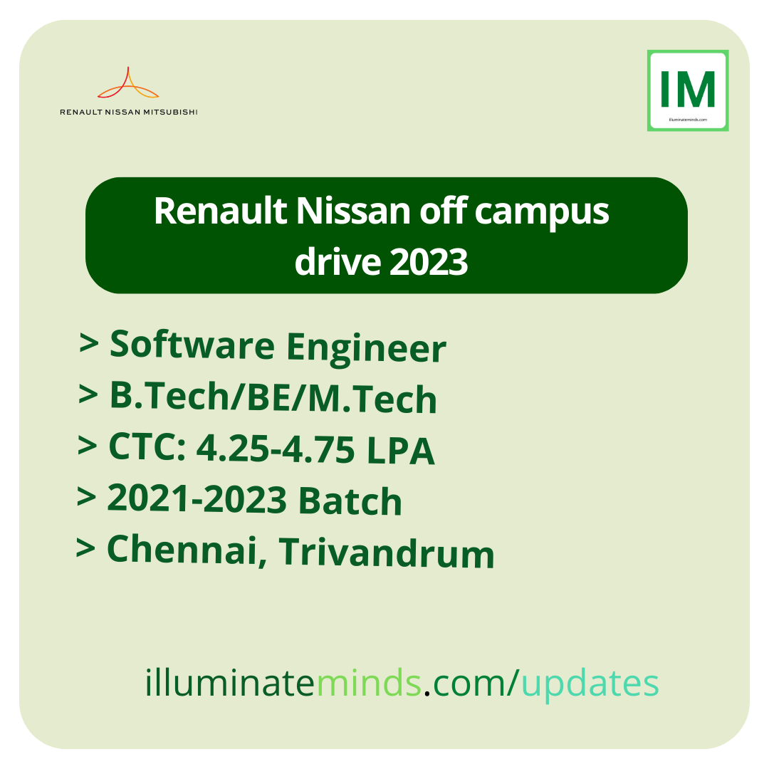 Renault Nissan off campus drive 2023 | Software Engineer | B.Tech/BE/M ...