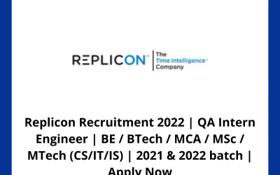 Replicon Recruitment 2022 | QA Intern Engineer | BE / BTech / MCA / MSc / MTech (CS/IT/IS) | 2021 & 2022 batch | Apply Now