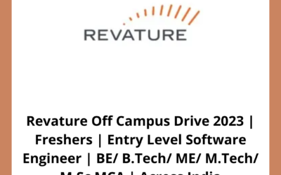 Revature Off Campus Drive 2023 | Freshers | Entry Level Software Engineer | BE/ B.Tech/ ME/ M.Tech/ M.Sc MCA | Across India