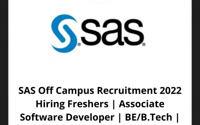 SAS Off Campus Recruitment 2022 Hiring Freshers | Associate Software Developer | BE/B.Tech | Pune