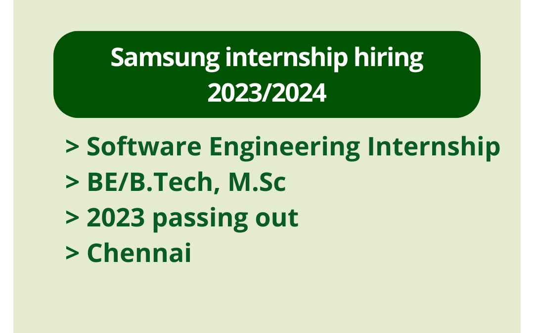 Samsung internship hiring 2023/2024
