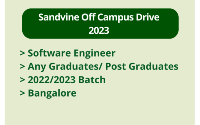Sandvine Off Campus Drive 2023 | Software Engineer | Any Graduates/ Post Graduates | 2022/2023 Batch | Bangalore