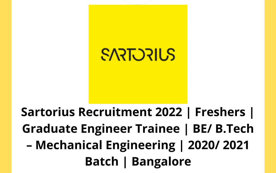 Sartorius Recruitment 2022