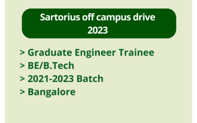 Sartorius off campus drive 2023 | Graduate Engineer Trainee | BE/B.Tech | 2021-2023 Batch | Bangalore