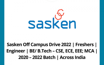 Sasken Off Campus Drive 2022 | Freshers | Engineer | BE/ B.Tech – CSE, ECE, EEE; MCA | 2020 – 2022 Batch | Across India