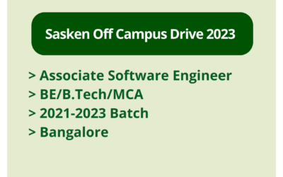 Sasken Off Campus Drive 2023 | Associate Software Engineer | BE/B.Tech/MCA | 2021-2023 Batch | Bangalore