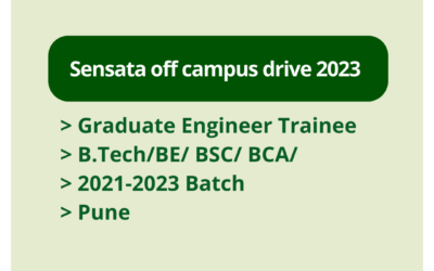 Sensata off campus drive 2023 | Graduate Engineer Trainee | B.Tech/BE/ BSC/ BCA | 2021-2023 Batch | Pune