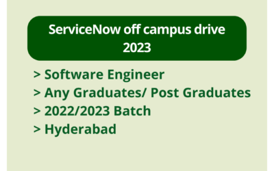 ServiceNow off campus drive 2023 | Software Engineer | Any Graduates/ Post Graduates | 2022/2023 Batch | Hyderabad