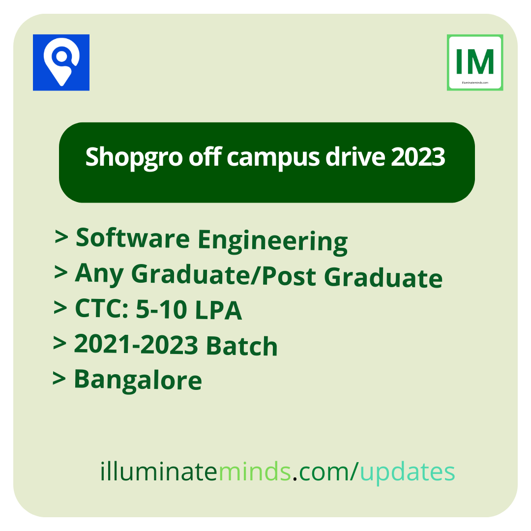 Shopgro off campus drive 2023 | Software Engineering | Any Graduate ...