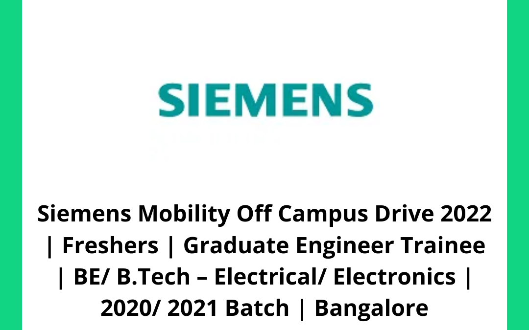 Siemens Mobility Off Campus Drive 2022