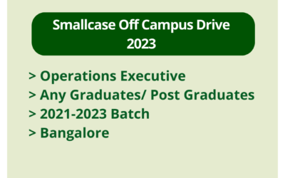 Smallcase Off Campus Drive 2023 | Operations Executive | Any Graduates/ Post Graduates | 2021-2023 Batch | Bangalore