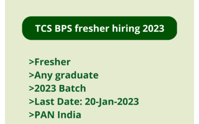 TCS BPS Careers Entry Level Fresher hiring 2023 | Multiple Position | Any Graduate | 2023 Batch | PAN India