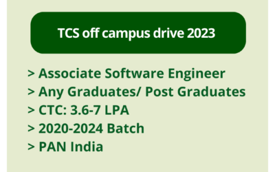TCS off campus drive 2023 | Associate Software Engineer | Any Graduates/ Post Graduates | CTC: 3.6-7 LPA | 2020-2024 Batch | PAN India