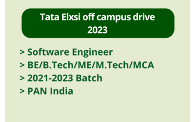 Tata Elxsi off campus drive 2023 | Software Engineer | BE/B.Tech/ME/M.Tech/MCA | 2021-2023 Batch | PAN India