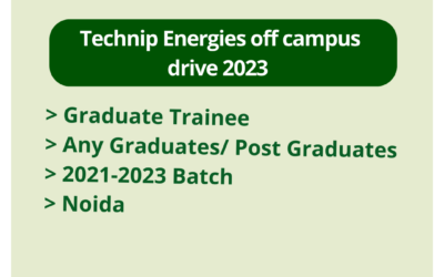 Technip Energies off campus drive 2023 | Graduate Trainee | Any Graduates/ Post Graduates | 2021-2023 Batch | Noida