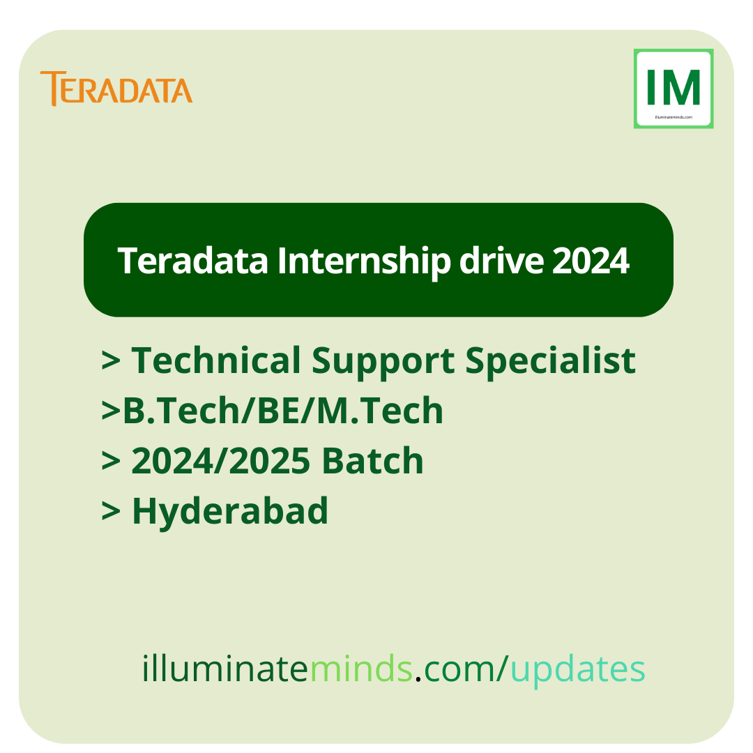 Intern Technical Support Teradata Internship drive 2024 | Technical Support Specialist | B.Tech ...
