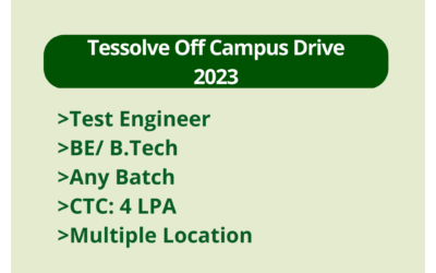 Tessolve Off Campus Drive 2023 | Test Engineer | BE/ B.Tech | Any Batch | CTC: 4 LPA | Multiple Location