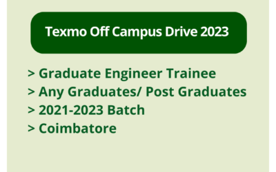 Texmo Off Campus Drive 2023 | Graduate Engineer Trainee | Any Graduates/ Post Graduates | 2021-2023 Batch | Coimbatore