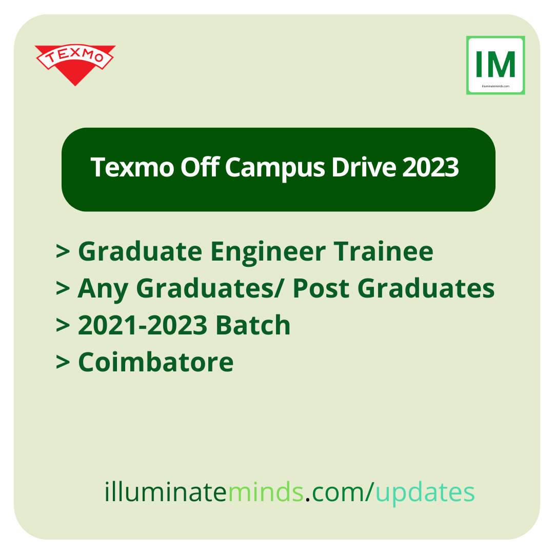 Texmo R Logo Texmo Off Campus Drive 2023 | Graduate Engineer Trainee | Any Graduates ...