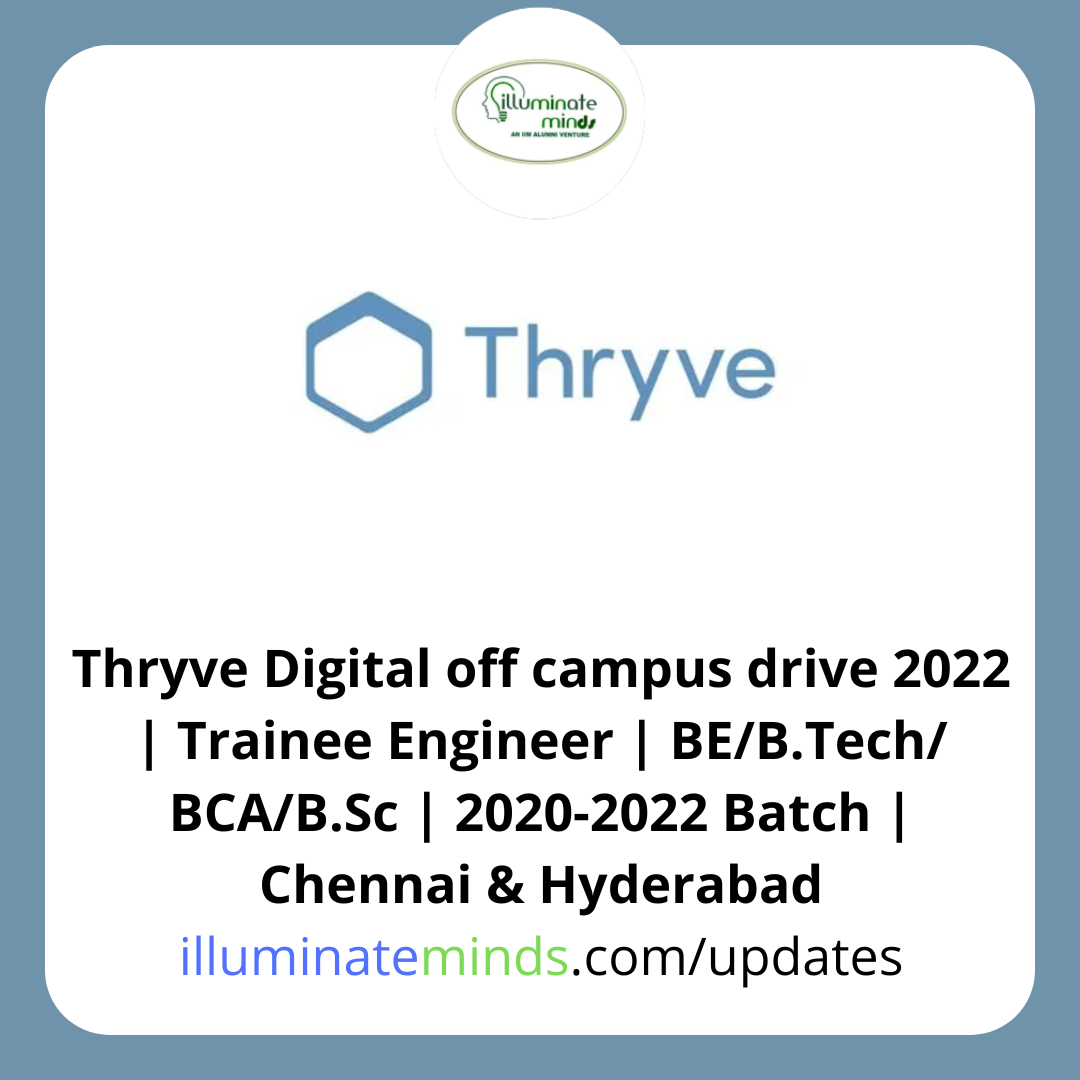 Thryve Digital off campus drive 2022 Trainee Engineer BE/B.Tech
