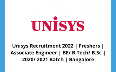 Unisys Recruitment 2022 | Freshers | Associate Engineer | BE/ B.Tech/ B.Sc | 2020/ 2021 Batch | Bangalore