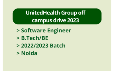 UnitedHealth Group off campus drive 2023 | Software Engineer | B.Tech/BE | 2022/2023 Batch | Noida