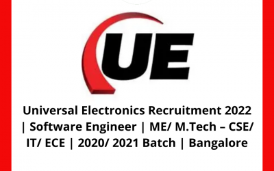 Universal Electronics Recruitment 2022 | Software Engineer | ME/ M.Tech – CSE/ IT/ ECE | 2020/ 2021 Batch | Bangalore