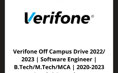 Verifone Off Campus Drive 2022/ 2023 | Software Engineer | B.Tech/M.Tech/MCA | 2020-2023 Batch | Bangalore