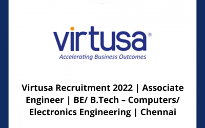 Virtusa Recruitment 2022 | Associate Engineer | BE/ B.Tech – Computers/ Electronics Engineering | Chennai