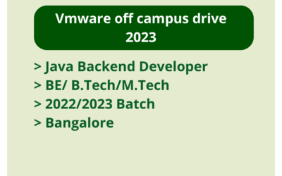 Vmware off campus drive 2023 | Java Backend Developer | BE/ B.Tech/M.Tech | 2022/2023 Batch | Bangalore