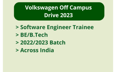 Volkswagen Off Campus Drive 2023 | Software Engineer Trainee | BE/B.Tech | 2022/2023 Batch | Across India