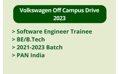 Volkswagen Off Campus Drive 2023 | Software Engineer Trainee | BE/B.Tech | 2021-2023 Batch | PAN India