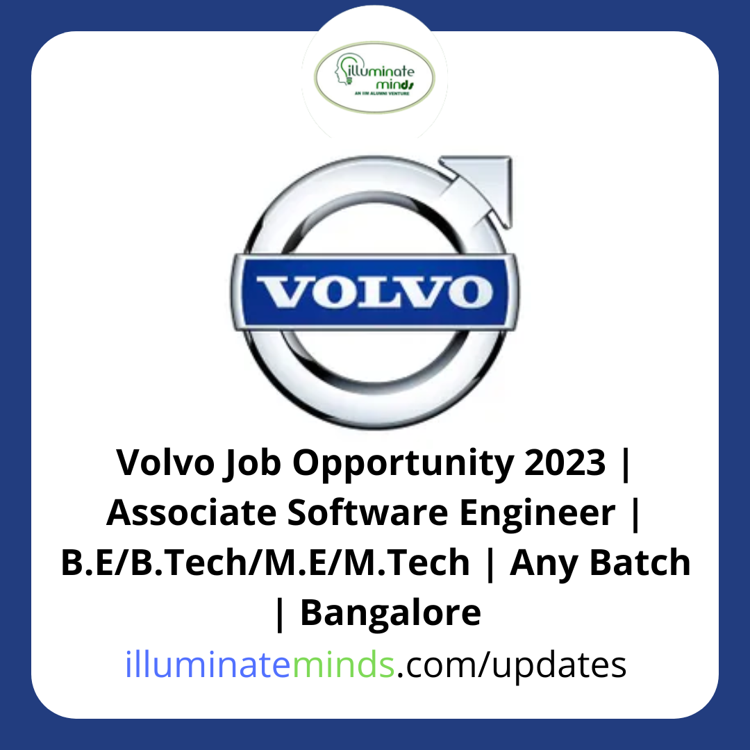 Volvo Job Opportunity 2023 Associate Software Engineer B.E/B.Tech/M