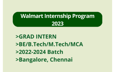 Walmart Internship Program 2023 | GRAD INTERN | BE/B.Tech/M.Tech/MCA | 2022-2024 Batch | Bangalore, Chennai