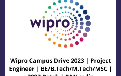 Wipro Campus Drive 2023 | Project Engineer | BE/B.Tech/M.Tech/MSC | 2023 Batch | PAN India