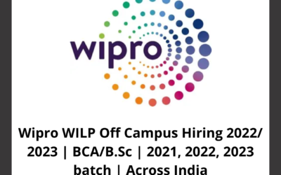 Wipro WILP Off Campus Hiring 2022/ 2023 | BCA/B.Sc | 2021, 2022, 2023 batch | Across India