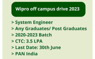 Wipro off campus drive 2023 | System Engineer | Any Graduates/ Post Graduates | 2020-2023 Batch | CTC: 3.5 LPA | Last Date: 30th June | PAN India