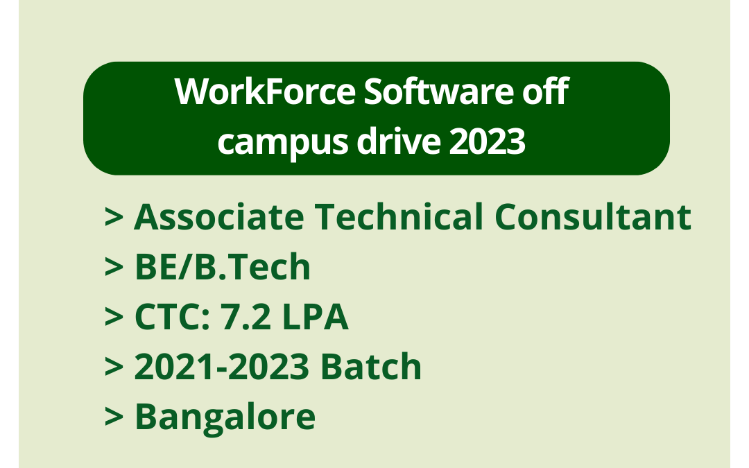 WorkForce Software off campus drive 2023