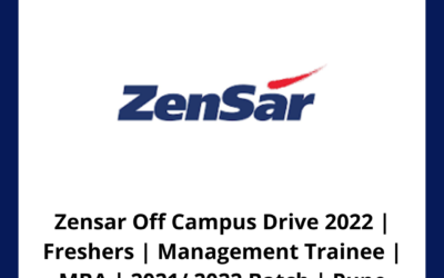 Zensar Off Campus Drive 2022 | Freshers | Management Trainee | MBA | 2021/ 2022 Batch | Mumbai