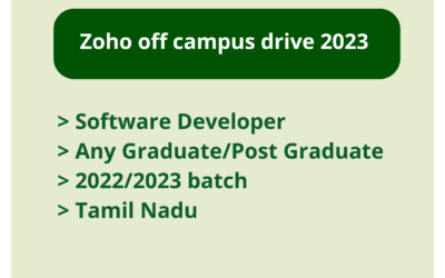 Zoho off campus drive 2023 | Software Developer | Any Graduate/Post Graduate | 2022/2023 batch | Tamil Nadu
