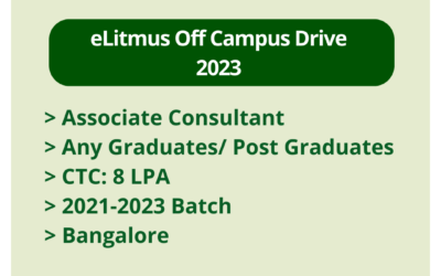 eLitmus Off Campus Drive 2023 | Associate Consultant | Any Graduates/ Post Graduates | CTC: 8 LPA | 2021-2023 Batch | Bangalore